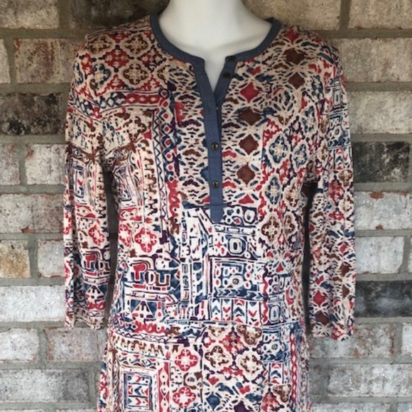 RALPH LAUREN PULL OVER TOP SOUTHWESTERN PRINT - Picture 1 of 8